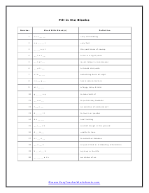 Fill in the Blanks Worksheet