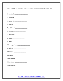 Scrambled Worksheet