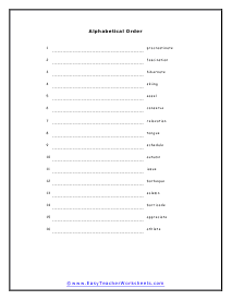 Alphabetical Order Worksheet