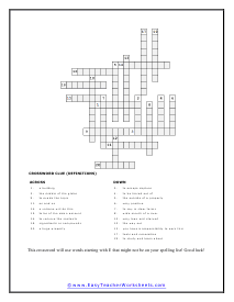 Letter E Crossword Worksheet