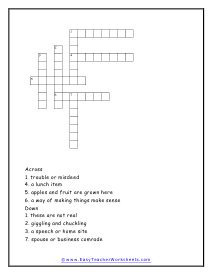 6th Grade Crossword Puzzle Worksheet