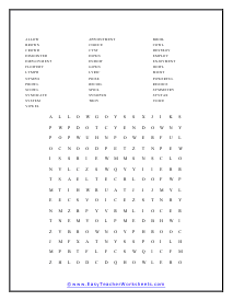 Middle School Word Find Worksheet