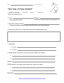 Peter Rabbit Outline Worksheet