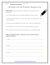 Subjunctive Worksheet