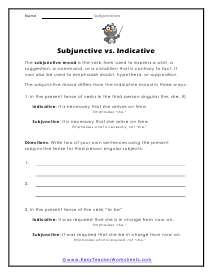Subjunctive vs. Indicative Worksheet