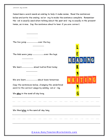 -ed and -ing Worksheet