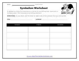 Symbolism Worksheets
