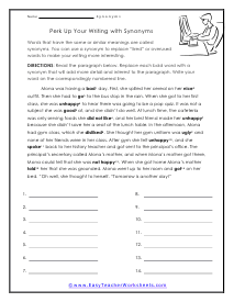 Synonyms Worksheet and Activity with Differentiated Options