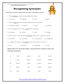 Recognizing Worksheet