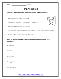 Participles Worksheet