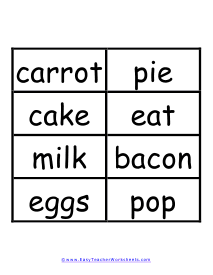 Stuff To Eat Word Wall Example