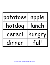 Good Foods Word Wall Example