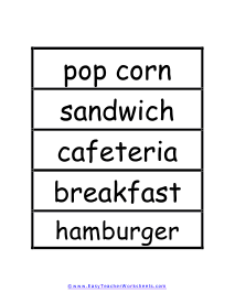 Snack Stand Word Wall Example