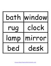 Household Items Word Wall Example