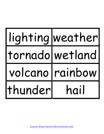 Nasty Weather Word Wall Example