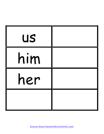 Common Pronouns Word Wall