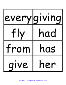 Grade 1 Word Wall Example