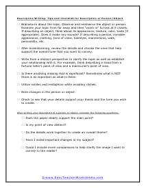 Description Tips Worksheet