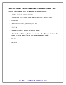 Compare-Contrast Essay Practice Worksheet