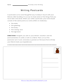 Postcards Worksheet