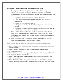 Narrative Writing Worksheet