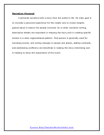 Personal Narrative Worksheet