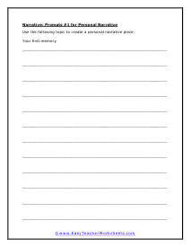 Personal Narrative Prompts #1 Worksheet