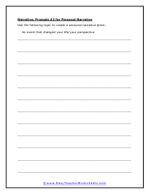 Personal Narrative Prompts #3 Worksheet