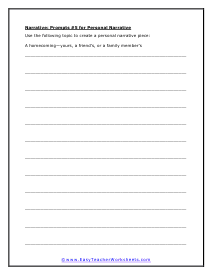 Personal Narrative #5 Worksheet