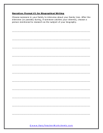 Biographical Prompt #1 Worksheet