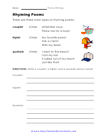 Rhyming Poems Worksheet