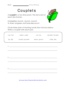 Couplets Worksheet