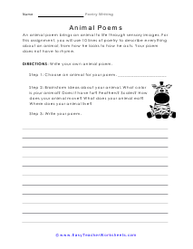 Animal Poem Worksheet