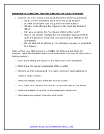 Checklist for Plot Summary Worksheet