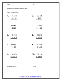 5 Digit Addition Quiz