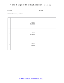 Warm Up Worksheet