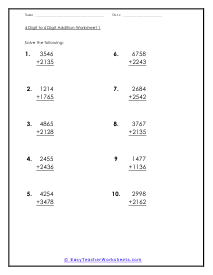 4 Digit Addition Worksheet #4