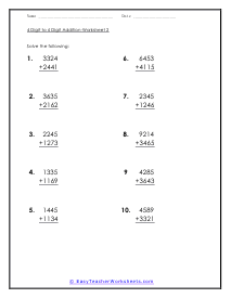 4 Digit Addition Worksheet #5