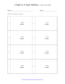 4 Digit Addition Worksheet #3