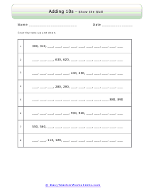 Counting by 10s Worksheet Worksheet