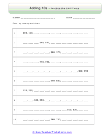 Counting by 10s Worksheet