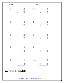 7s and 8s Worksheet
