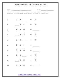 Practicing 9s Worksheet