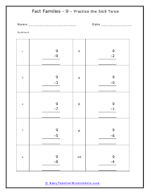 Practicing 9s Worksheet