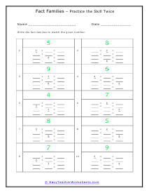 Facts Practice Worksheet