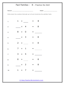 8 Facts Practice Worksheet