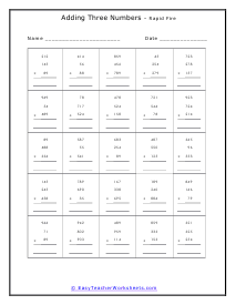 Rapid Fire Worksheet