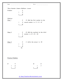 Three Number Column Lesson