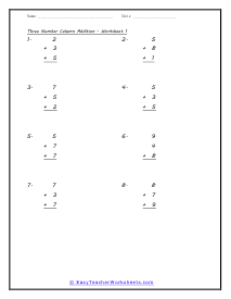 Column Addition Worksheet