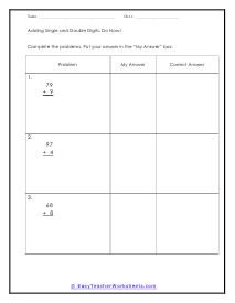 Do Now Addition Worksheet